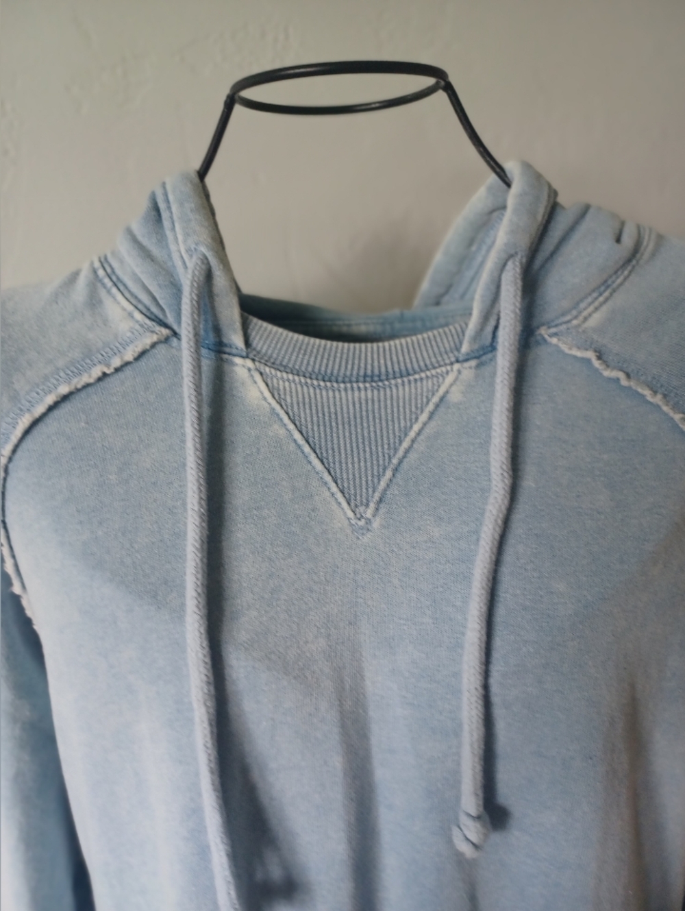 American Eagle Light Blue Sweatshirt Hoodie Dress with Ruffle Hem - Picture 2 of 8